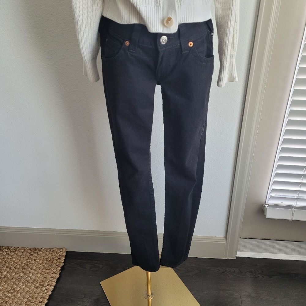 True Religion Black Low Rise Skinny Jeans 29 Y2K Grunge Cybercore Indie Sleaze